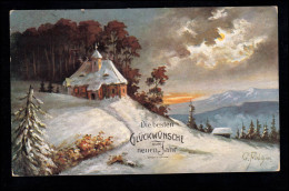 AK G. Firbiger - Neujahr: Die Kirche Auf Der Bergkuppe, HALBERSATDT 31.12.1932 - New Year