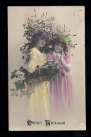 Foto-AK Neujahr: Zwei Mädchen Mit Zweigen Und Korb, Coloriert, ZÜRICH 30.12.1911 - New Year