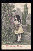 AK Neujahr: Mädchen Mit Rosen Im Garten, LACHEN Pfalz 1.1.1910  - New Year