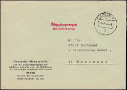 Kriegsgefangenenpost Deutsche Dienststelle WASt BERLIN 31.7.64 Nach Dortmund - Feldpost 2a Guerra Mondiale