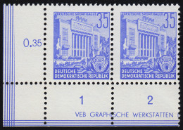 374X II DV Fünfjahrplan Odr. 35 Pf Eckpaar R1-2 Druckvermerk, ** Gepr. PAUL BPP - Neufs