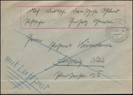 Deutsche Dienstpost Ostland Riga Brief RIGA 5.12.1941 Nach Leipzig - Ocupación 1938 – 45