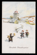 AK Neujahr: Dorfidylle Im Winter - Postbote Bringt Päckchen, FREISING 30.12.1918 - New Year