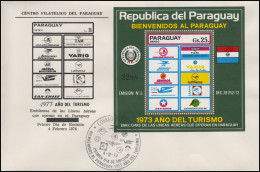 Paraguay Touristikblock Fluggesellschaften Year Of Tourism Air Labels FDC 4.2.74 - Autres (Air)