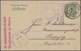 Postkarte P 79/02 Ziffer 5 Pf DV 08 Ebenhausen I Obb 30.11.08 Nach Leipzig 1.12. - Interi Postali