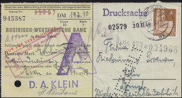 74eg Bauten 4 Pf EF Auf Geldüberweisungs-Drucksache ESSEN 25.11.49 - Lettres & Documents