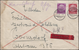 Hindenburg-MiF 40+12 Pf. Eilbrief Von TRIEBES 2.1.41 Nach Plauen Warnsdorf - Brieven En Documenten