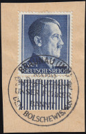 802 A Hitler 5 Mark Mit Unterrand Briefstück SSt BRAUNAU Unser F... 20.4.43 - Usados