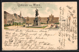 Lithographie Wien, Heldenplatz Mit Denkmal, K. K. Hofburg, Neue Hofburg  - Other & Unclassified