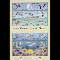 MALDIVES 1999 - Scott# 2388-9 Sheets-Marine Life MNH - Malediven (1965-...)