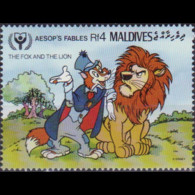 MALDIVES 1990 - Scott# 1470 Disney-Fable 4r MNH - Maldiven (1965-...)