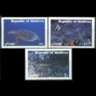 MALDIVES 1980 - Scott# 897-9 Marine Life Set Of 3 MNH - Maldivas (1965-...)