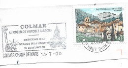 FRANCE. POSTMARK. COLMAR. 2000. STATUE OF LIBERTY. BARTHOLDI - 1961-....