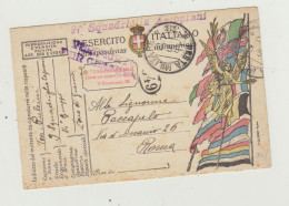 FRANCHIGIA POSTA MILITARE 38 - ANNULLO CENSURA E SQUADRIGLIA AEROPLANI VERSO ROMA WW1 - Zonder Portkosten