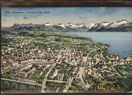 11306491 Lausanne VD Vue Sur La Ville Lac Leman Et Les Alpes De Savoie Kuenstler - Sonstige & Ohne Zuordnung