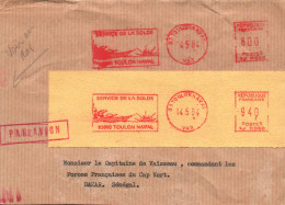 ENVELOPPE  AVEC FLAMME E.M.A - TOULON NAVAL - LE 15/05/1984 - SERVICE DE LA SOLDE - CACHET DAKAR UNITE MARINE AU DOS - Seepost