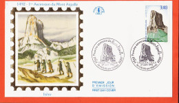 31645 / ⭐ ◉ FDC Soie 1492 Première Ascension Mont AIGUILLE Isère 1er Premier Jour CLELLES En TRIEVES 27 Juin 1992 F.D.C - 1990-1999