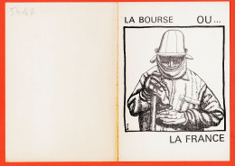 31658 / ⭐ ◉ Rare Dessin Satirique Anti-Capitaliste Politique BOURSE Ou FRANCE Mai 1974 Black-Bloc Satire Double Carte  - Sátiras