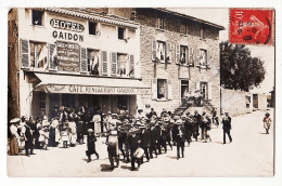 31884 / ♥️ ⭐ ◉ Carte-Photo DARDILLY-le-HAUT Rhone FANFARE Musique Village Place BARRIOD Hotel GAIDON 1909 à VACHEZ - Sonstige & Ohne Zuordnung