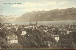 11306317 Lausanne VD Vue Generale Et Les Alpes De Savoie Lac Leman Cathedrale Un - Andere & Zonder Classificatie