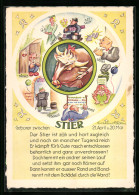 Künstler-AK Sternzeichen Stier, Wesenszüge  - Astronomía
