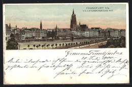 Lithographie Frankfurt A. M., Ortsansicht Von Der Untermainbrücke Aus  - Frankfurt A. Main