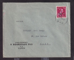 DDGG 152 -- Enveloppe TP Moins 10 % Surcharge Locale EUPEN 1946 - Entete Etablissements P. Bourseaux Fils - 1946 -10 %