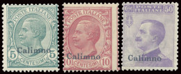 ITALIA ISOLE DELL'EGEO CALINO 1912 5, 10,  50 C. (Sass. 2, 3, 7) NUOVI INTEGRI ** - Egeo (Calino)