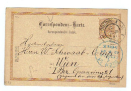 Österreich, 1897, Corresp.karte Mt Eingedr. 2Kr. Frankatur, Stempel Von Brünn Und Wien/blau (12166W) - Briefkaarten