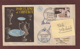 972 De 1954 - Enveloppe 1er Jour Productions De Luxe Du 6/5/1954 à PARIS - PORCELAINE & CRISTAUX - 2 Scan - 1950-1959