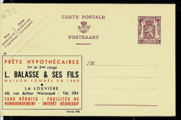 Publibel Neuve N° 633 ( Prêts Hypothécaires : L. Balasse & Ses Fils - La Louvière  ) - Werbepostkarten
