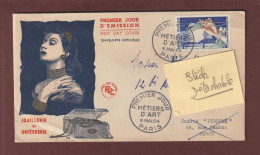 973 De 1954 - Enveloppe 1er Jour Productions De Luxe Du 6/5/1954 à PARIS - JOAILLERIE & ORFÈVRERIE - 2 Scan - 1950-1959