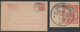 DEUTSCH OSTAFRIKA  / 1908  USUMBURA  AUF P19  GSK - GANZSACHE - ENTIER POSTAL  (ref 7839) - German East Africa