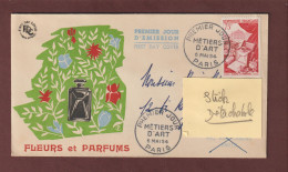 974 De 1954 - Enveloppe 1er Jour Productions De Luxe Du 6/5/1954 à PARIS - FLEURS & PARFUMS - 2 Scan - 1950-1959