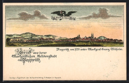 Lithographie Bayreuth, Ortspanorama Um 1720, Adler  - Bayreuth