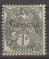 Andorra -Franc 1931 Sello Habilitado  1 C   Ed=2 (*) Sin Goma - Ungebraucht