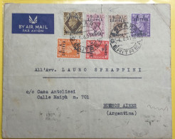 1951 ERITREA OCCUPAZIONE INGLESE  DA ASMARA VIA AEREA  CON VALORI INGLESI SOP. X BUENOS AIRES - Erythrée