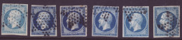 FRANCE 1853-1860 LOT Six Stamps 20c Bleu YT N°14 Oblitération Etoile De Paris - 1853-1860 Napoleone III