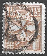 MALTA -1925 - SEGNATASSE - CROCE DI MALTA - 1,1/2 P - FIL CA - DENT. 12 - USATO  (YVERT TX 13 - MICHEL PD 13) - Malte