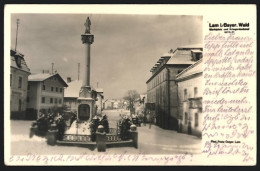 AK Lam /Bayer. Wald, Marktplatz Und Kriegerdenkmal Im Winter  - Autres & Non Classés