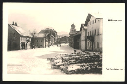 AK Lam /Bayer. Wald, Strassenpartie Mit Kirche Im Winter  - Sonstige & Ohne Zuordnung