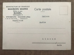 Manufacture De Chapeaux MAISON MARX Courrier - Documents Historiques