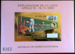 EQUATORIAL GUINEA , 1973.-  Apollo 11. Imperforate Of Souvenir Sheet 4500 GUP 1 B With Modified Colors - Africa