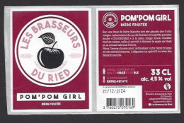 Etiquette De Bière  Blanche Fruitée  -  Pom'Pom Girl  -  Brasserie  Ried  à  Muttersholtz   (67) - Birra