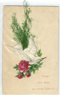 Carte Ajoutis Cilombr Roses Feuillage C'est Une Amie Qui Vous L'envoie RV - Otros & Sin Clasificación