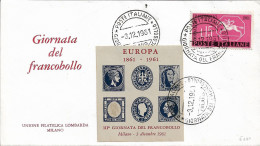 Fdc Unione Filatelica Lombarda:GIORNATA DEL FRANCOBOLLO (1961); No Viaggiata; Annullo Speciale Milano - FDC