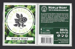 Etiquette De Bière 100 % Houblon Alsacien  -  Hopla'Hopf  -  Brasserie  Ried  à  Muttersholtz   (67) - Beer