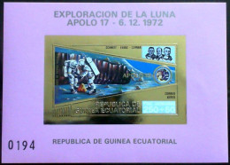 EQUATORIAL GUINEA , 1973.-  Apollo 17. Imperforate Of Souvenir Sheet 4500 GUP 1 B With Modified Colors - Afrika