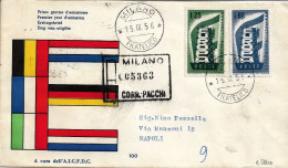 Fdc AICFDC: EUROPA (1956); Raccomandata; Annullo Filatelico Milano - FDC