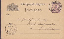 Bayern Postal Stationery Ganzsache Entier (87) ZWEIBRÜCKEN 1888 LANDSTUHL (Arr.) (2 Scans) - Interi Postali